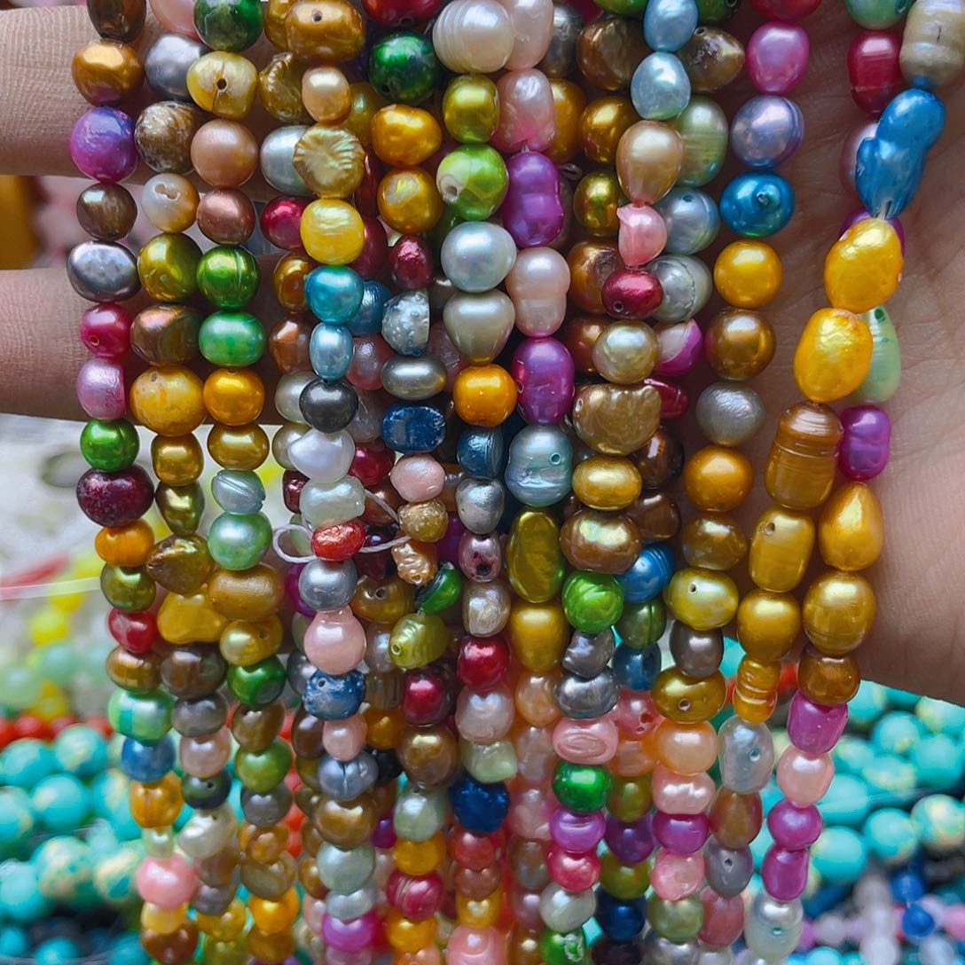 玛瑙/玉髓珠宝半成品未镶嵌彩色珍珠一条