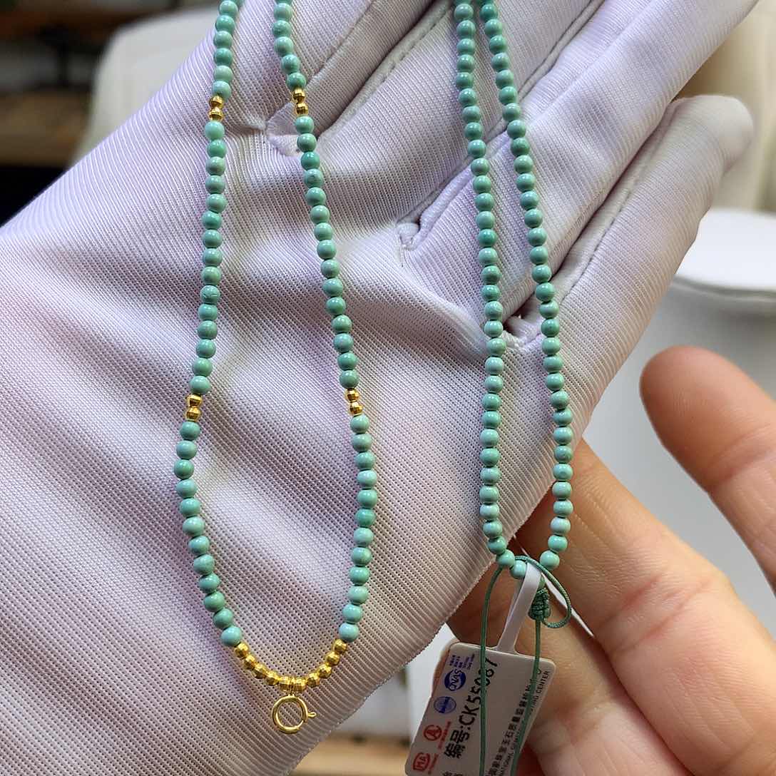 绿松石18K金镶嵌万能链