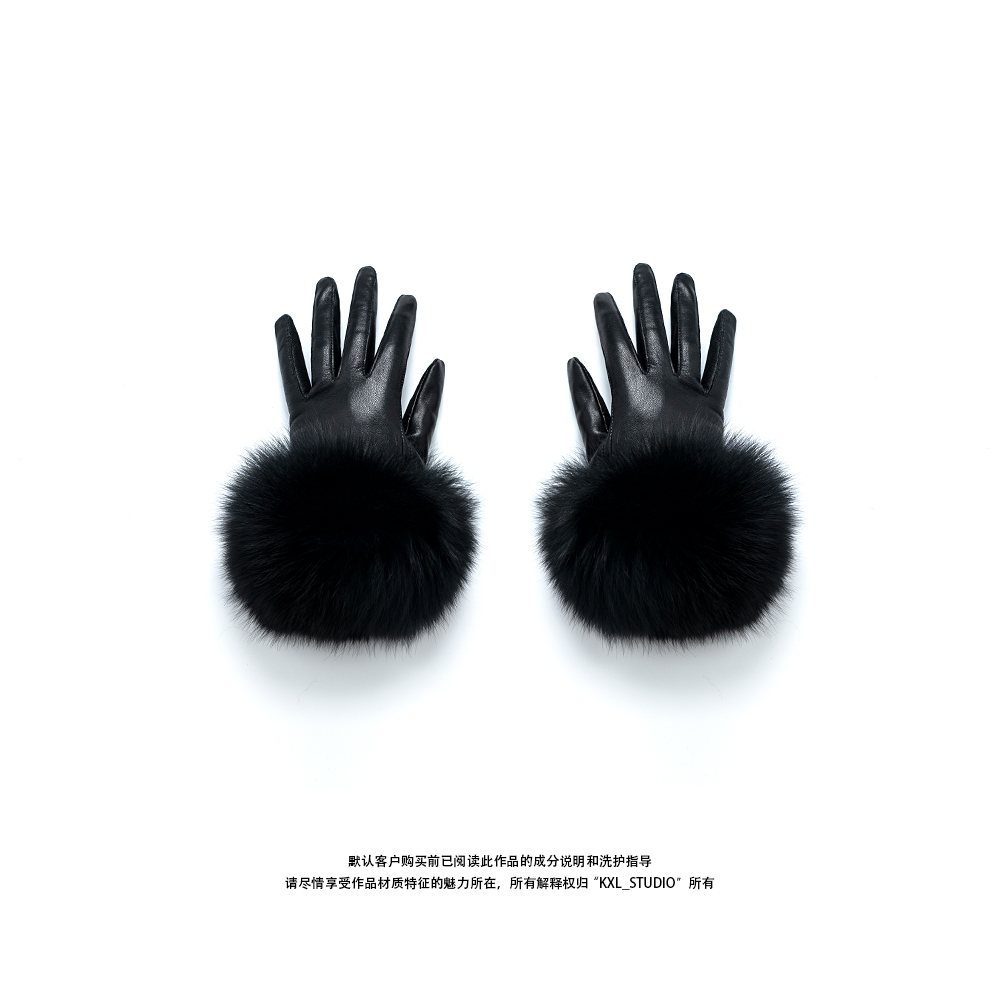 KXL- STUDIO｜Espana（西班牙）_Nappa皮革狐狸毛保暖皮手套104