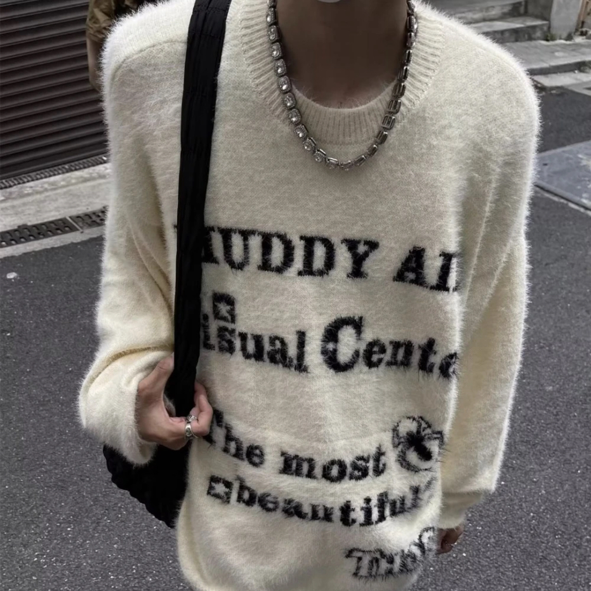 B8#下架前13x！美式复古软糯仿貂毛毛衣针织衫男女oversize