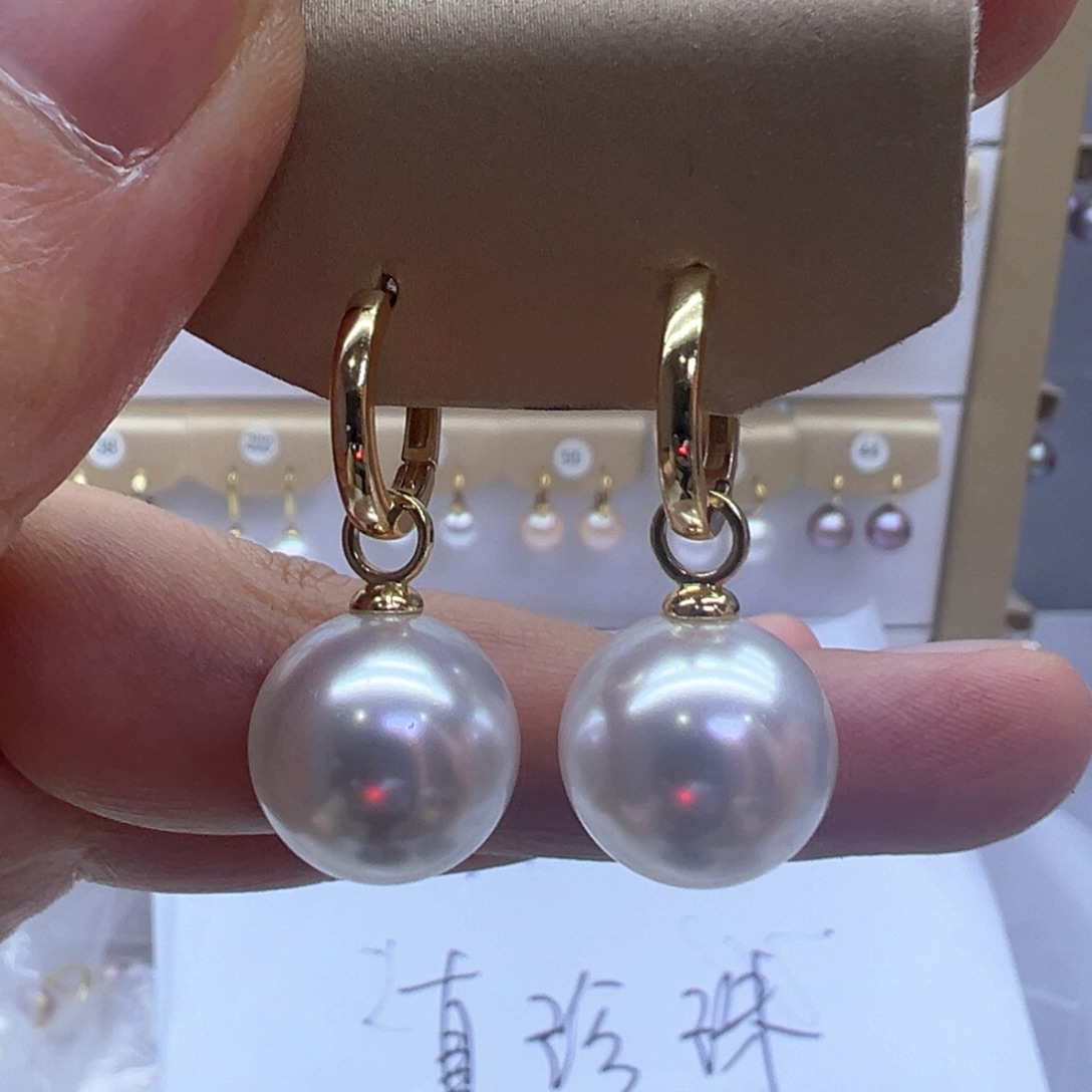银S925镶嵌淡水珍珠耳饰