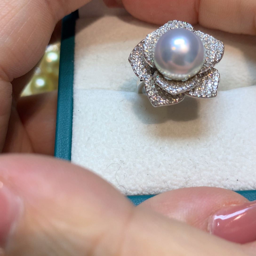 海水珍珠戒指银S925镶嵌