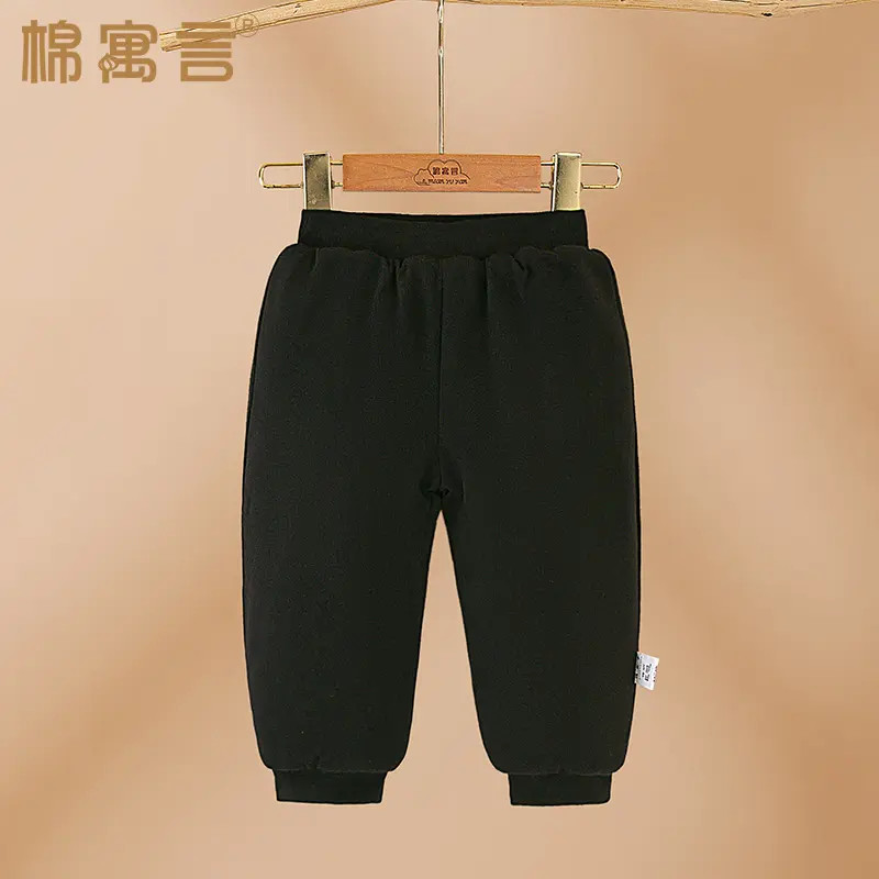 儿童秋冬季纯棉花棉裤外穿加厚保暖裤黑色宝宝长裤外穿一条过冬裤