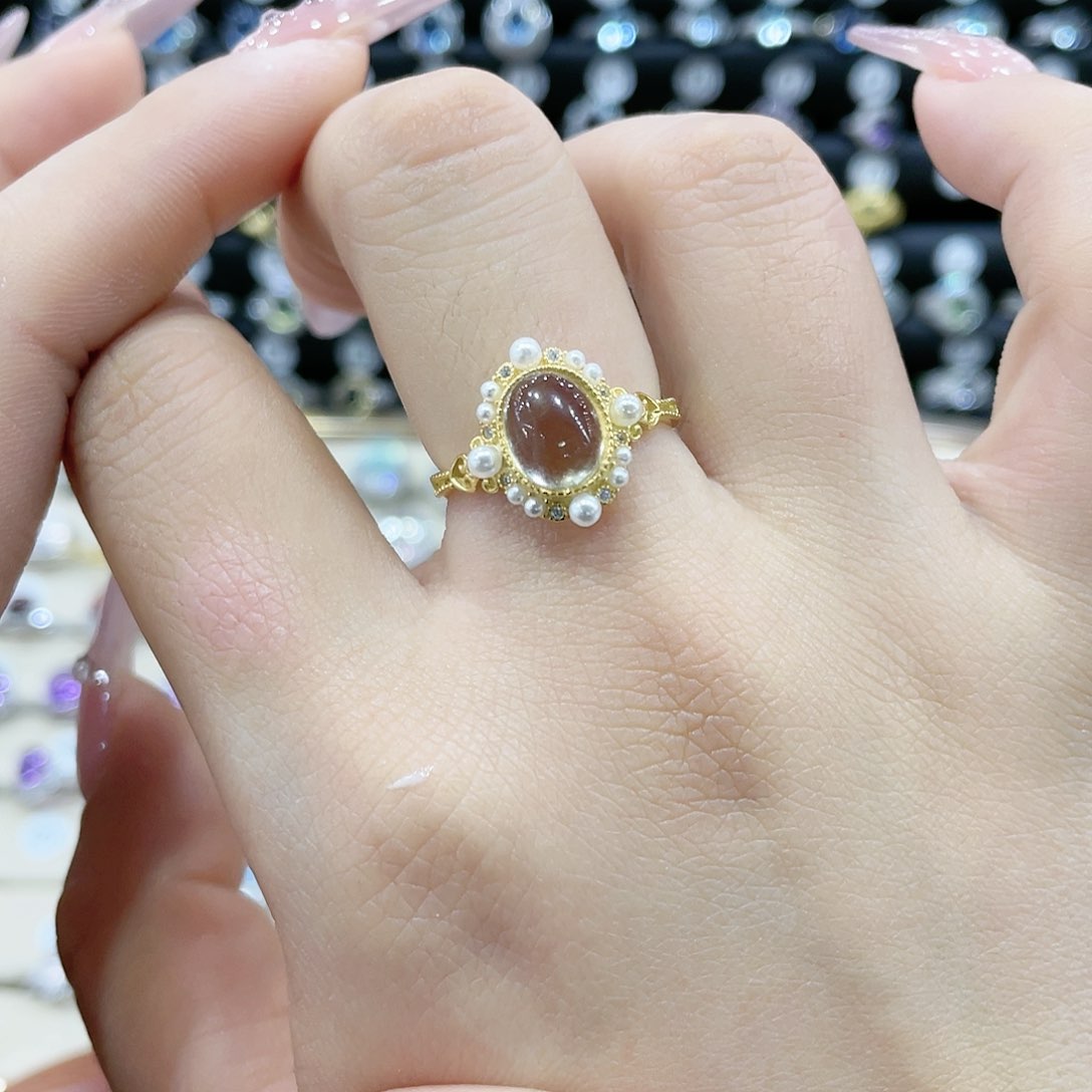 黄晶戒指银S925镶嵌戒指