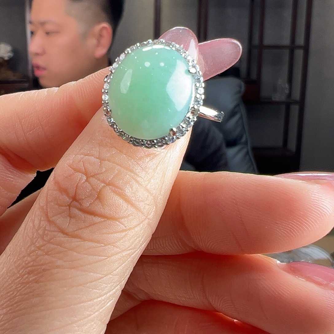 翡翠银S925镶嵌戒指戒指42