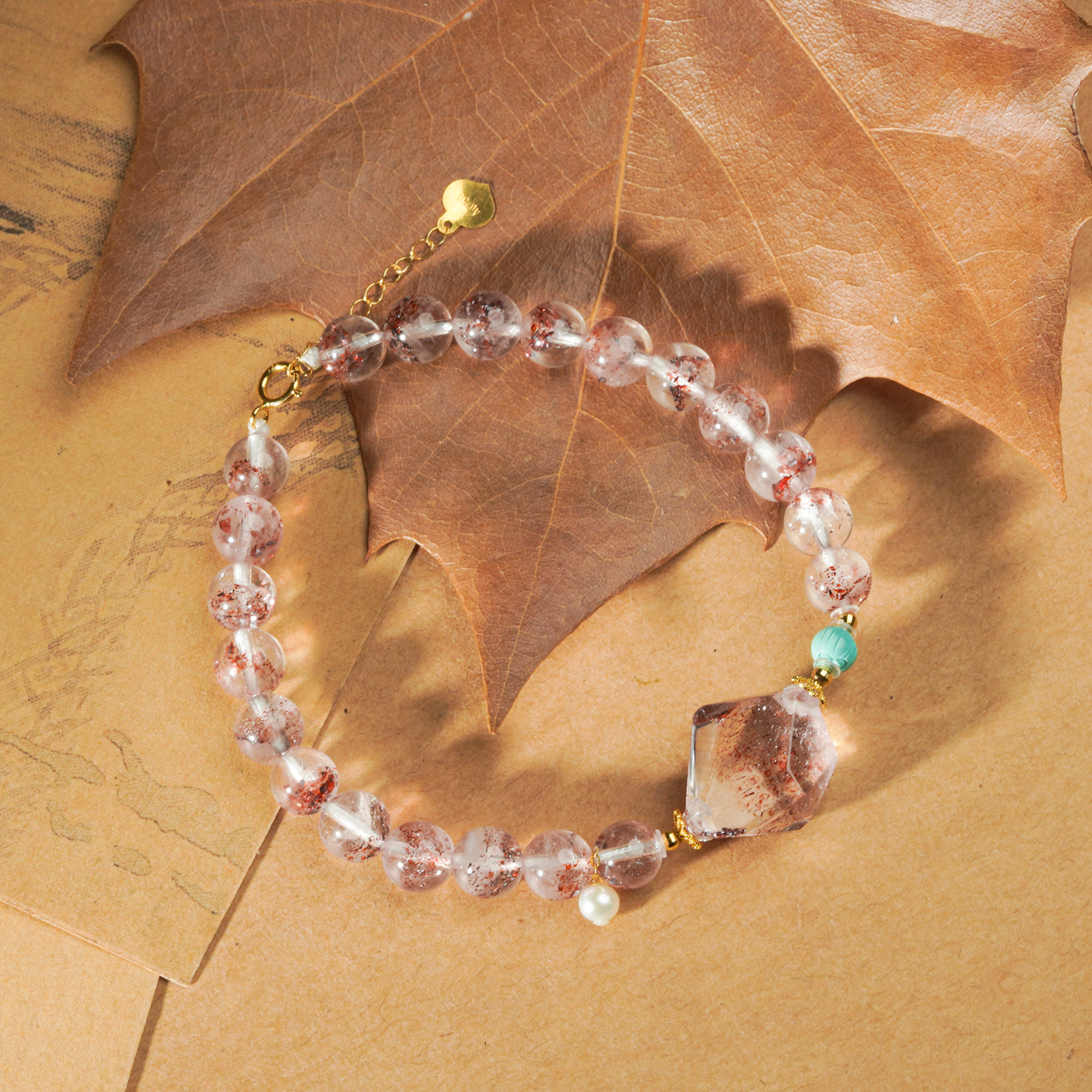 【18K】水晶超七随型顶珠单圈手串6MM圆珠文玩好物Q5