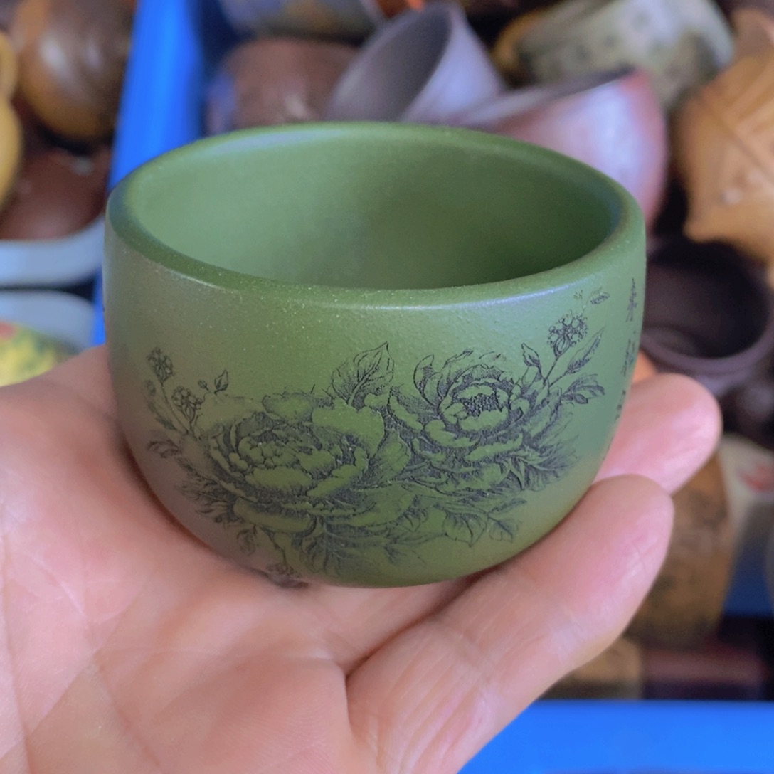 茶杯绿泥紫砂紫砂