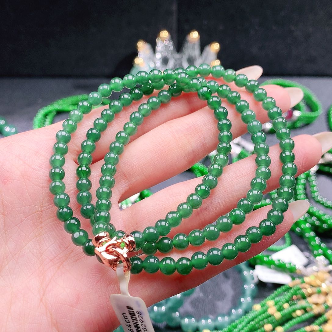 翡翠未镶嵌手串项链4.8mm