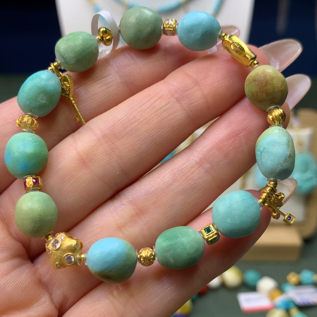 绿松石手链18K金镶嵌