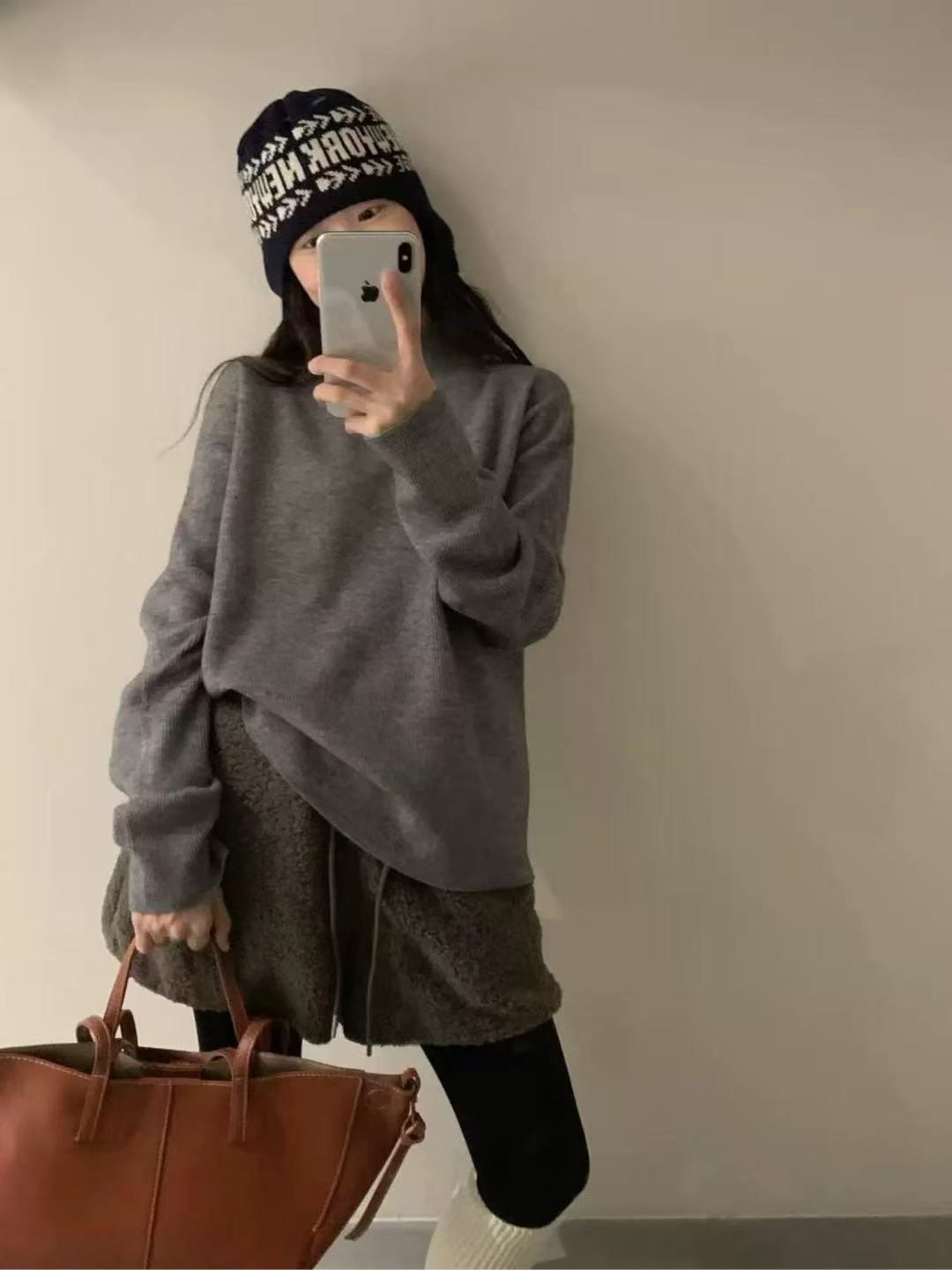 纯色宽松型秋冬网红针织圆领衫高领不褪色绒衫