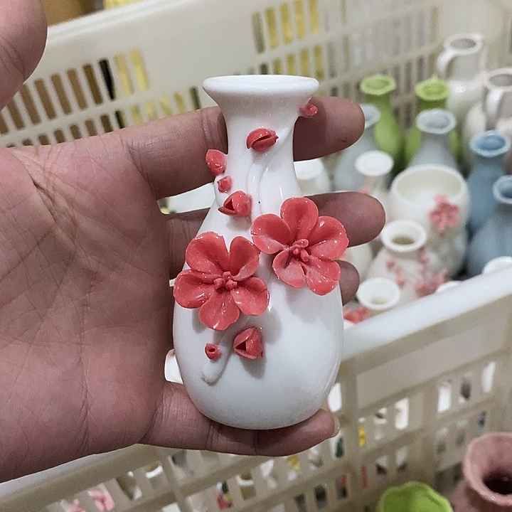 瓷片纯手工陶瓷花摆件瑕