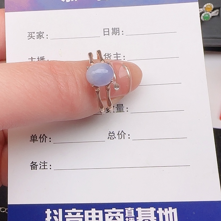 翡翠戒指银S925镶嵌缅甸a货戒指s925银镶