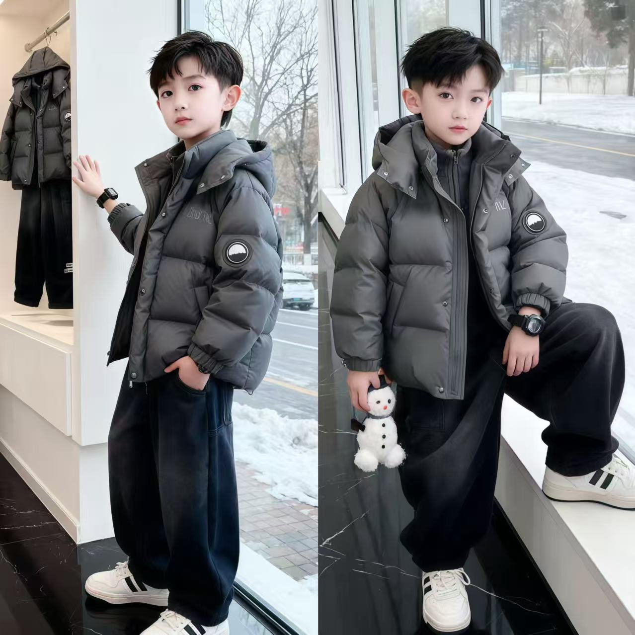 男童新款棉衣2025新款冬季保暖棉袄洋气加厚中大童棉服儿童冬装