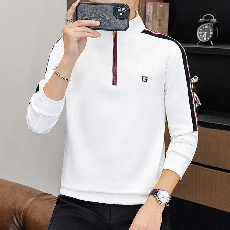 时尚半拉链卫衣男士潮流立领男士卫衣刺绣套头打底衫男秋季新款男