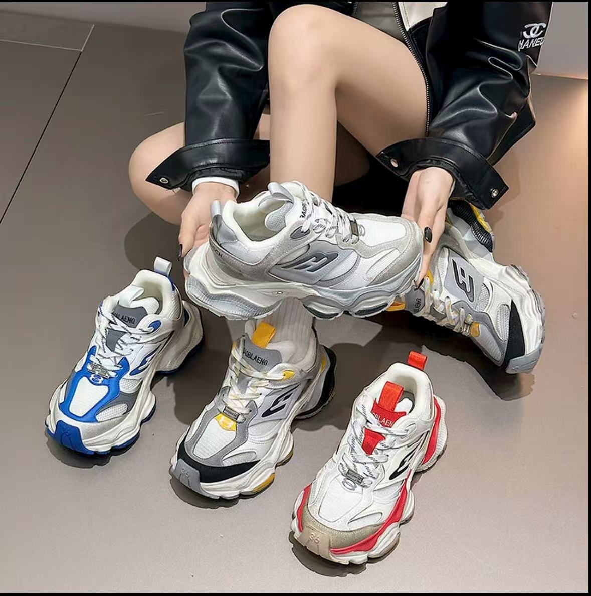 时尚春季潮流老爹鞋韩版系带网红鞋子人大女鞋秋季秋冬