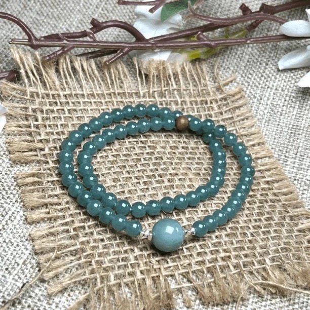 非金属木质手链 老山蓝水果冻冰蓝06双圈手串