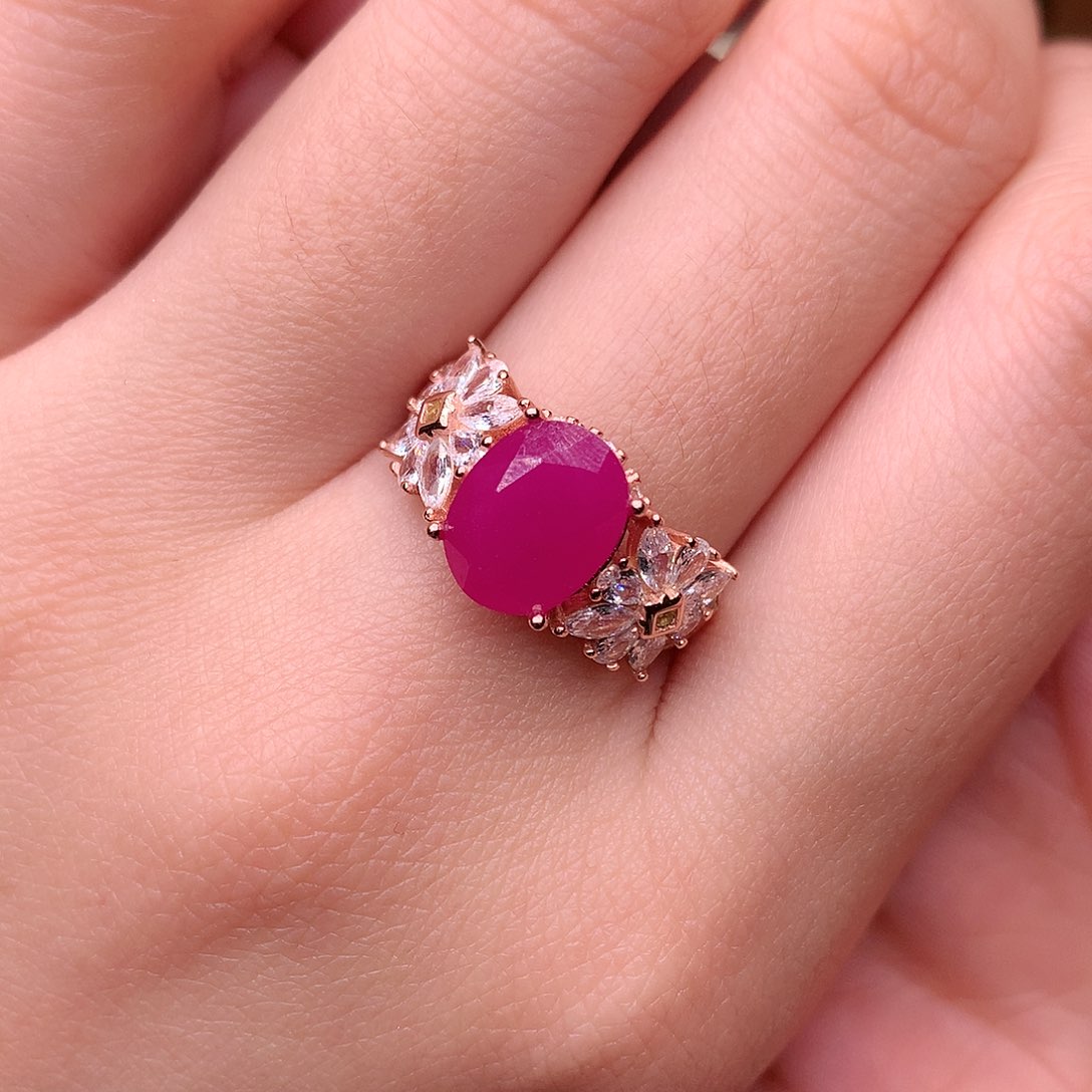 红宝石戒指银S925镶嵌