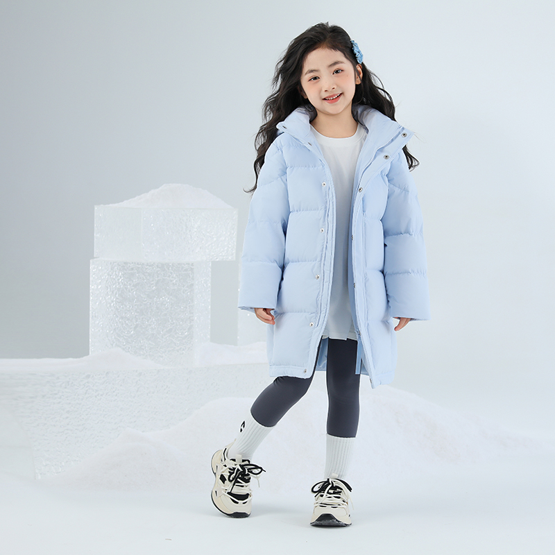 CV凸乆鸟女童羽绒服中长款男童加厚儿童宝宝2025新款冬季95白鸭绒