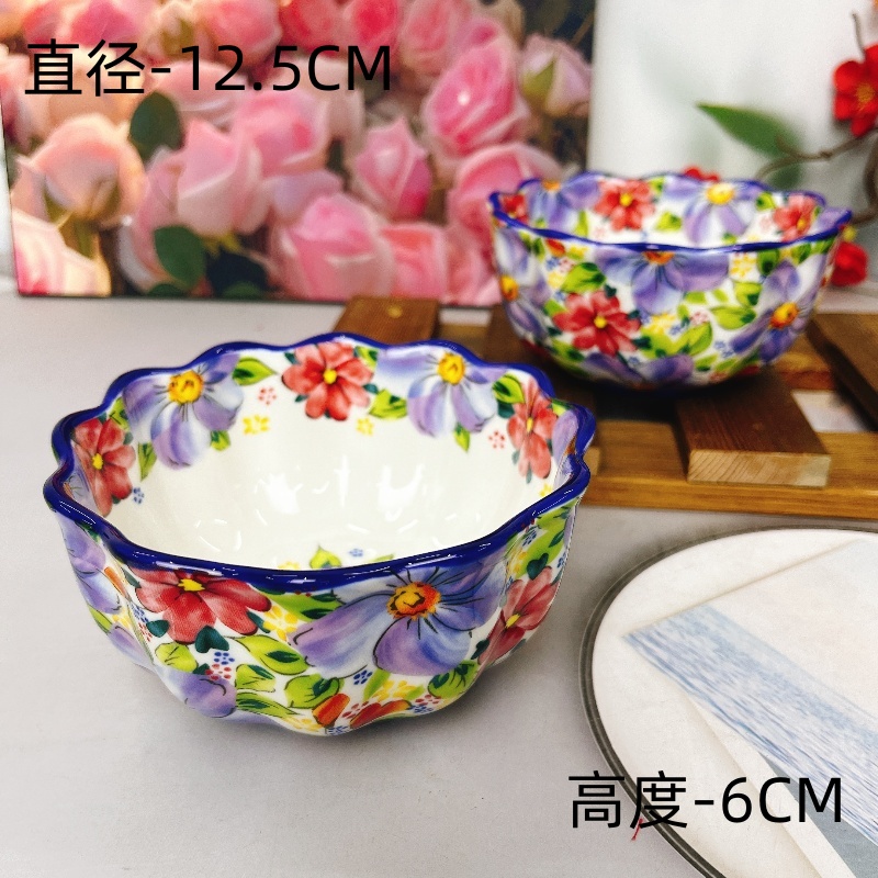 【精选】紫荆花园系列5英寸花瓣碗2个装家用陶瓷餐具