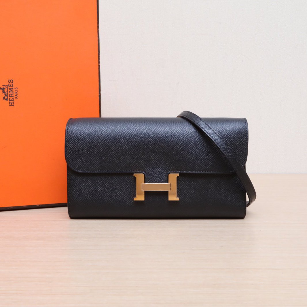 95新 Hermes/爱马仕 大头活动康康 TO GO 钱包 黑色 Ep皮 Z刻金扣