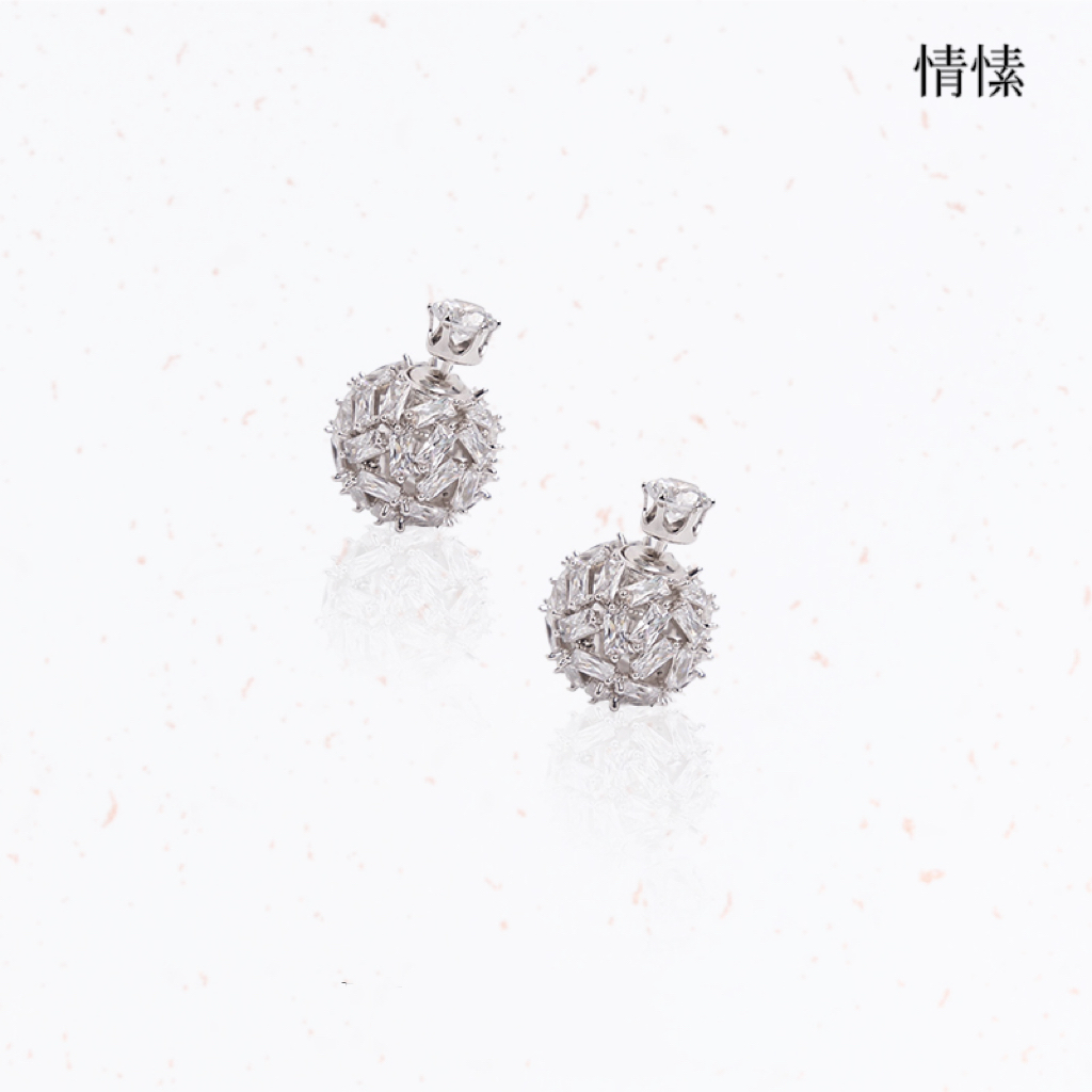 钛钢锆石耳饰 耳环耳饰满钻手工耳扣日韩镶嵌金色轻奢珠珠