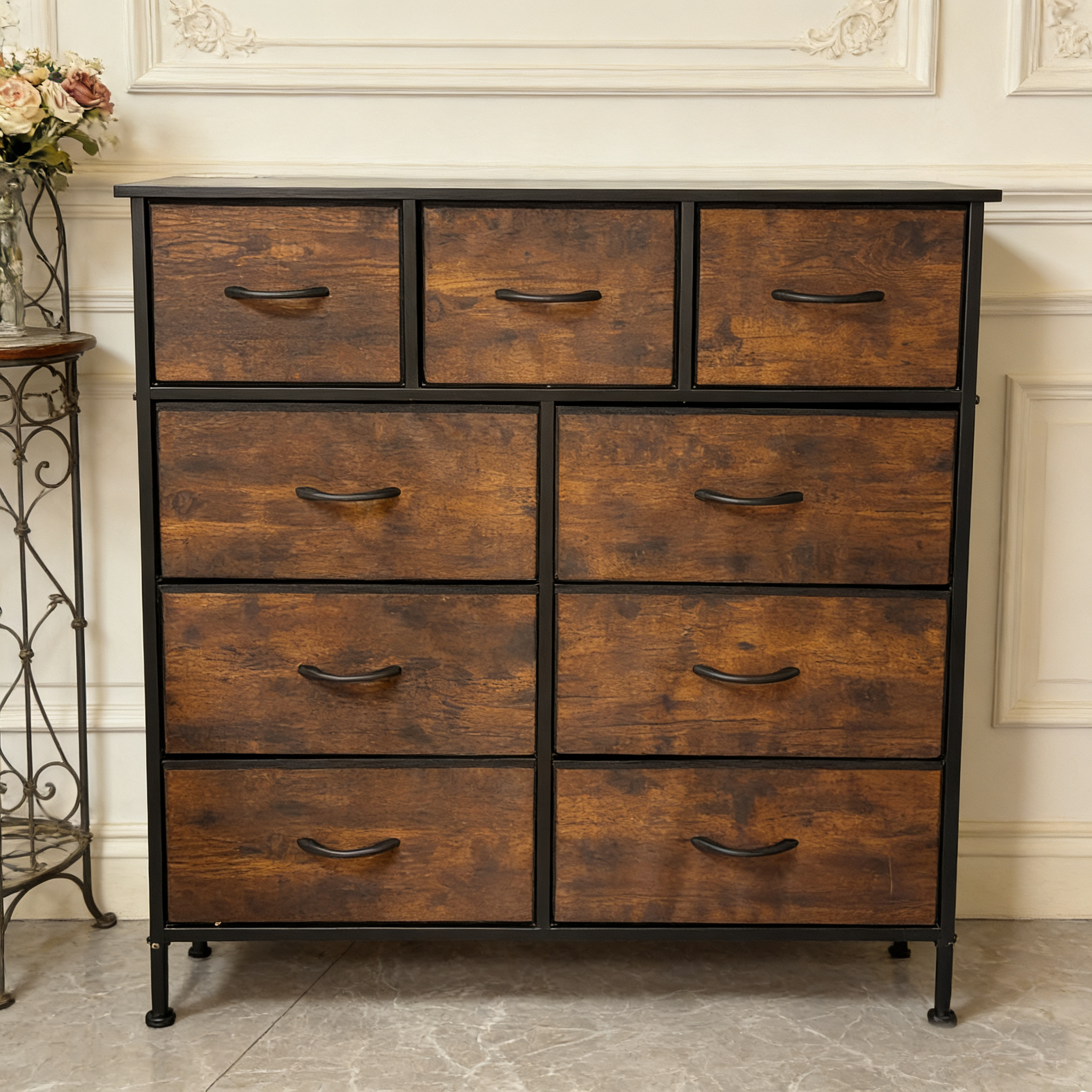 做旧大容量衣物收纳置物柜儿童玩具斗柜储物柜卧室抽屉柜庭院复古