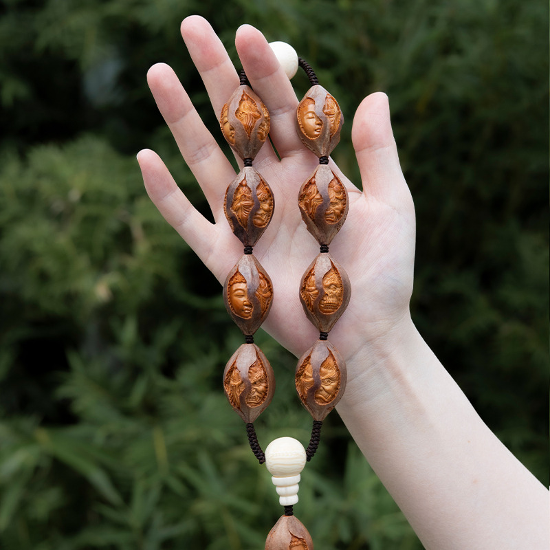 紫皮心经佛魔无相佛橄榄核核雕手串高端非遗舟山纯手工油核文玩男