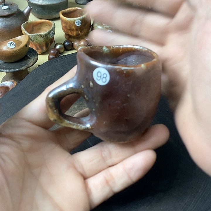 杯手工粗陶、柴烧茶器