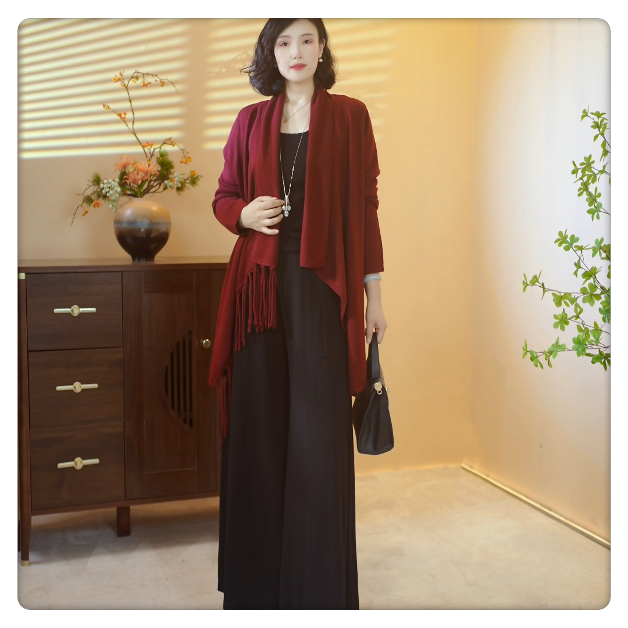 【X018】2025新款山羊绒时尚百搭宽松外披