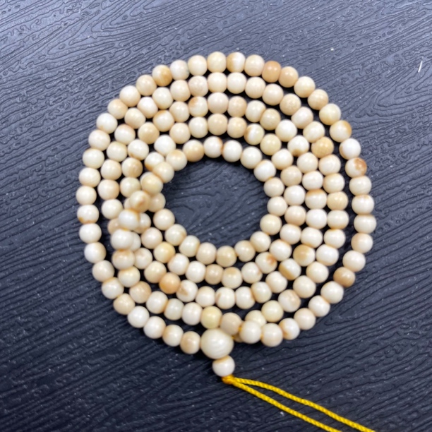 天然猛犸牙圆珠多圈米链