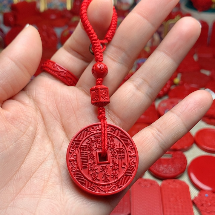 天然辰砂工艺品朱砂钥匙扣