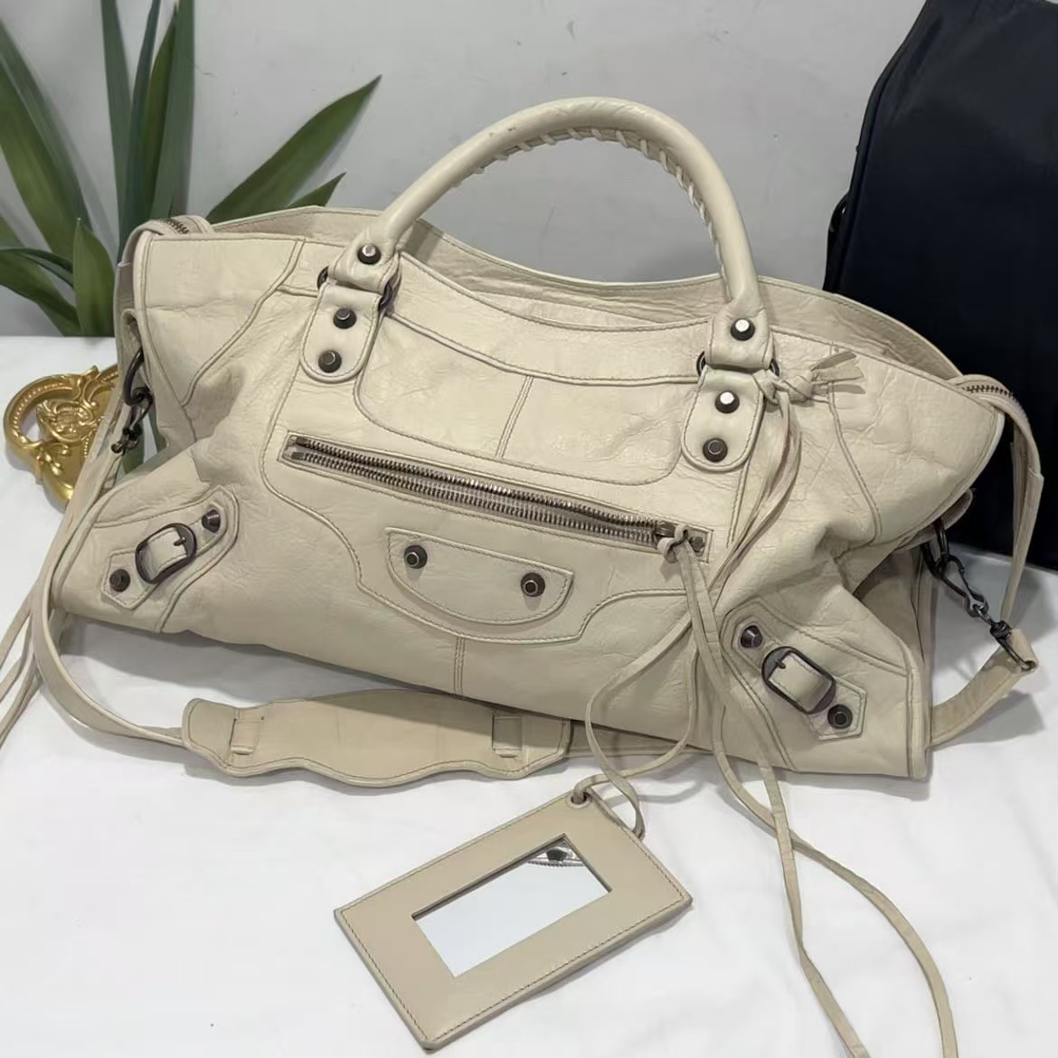 95新 Balenciaga/巴黎世家 白色大号机车斜挎包/聪聪/95新