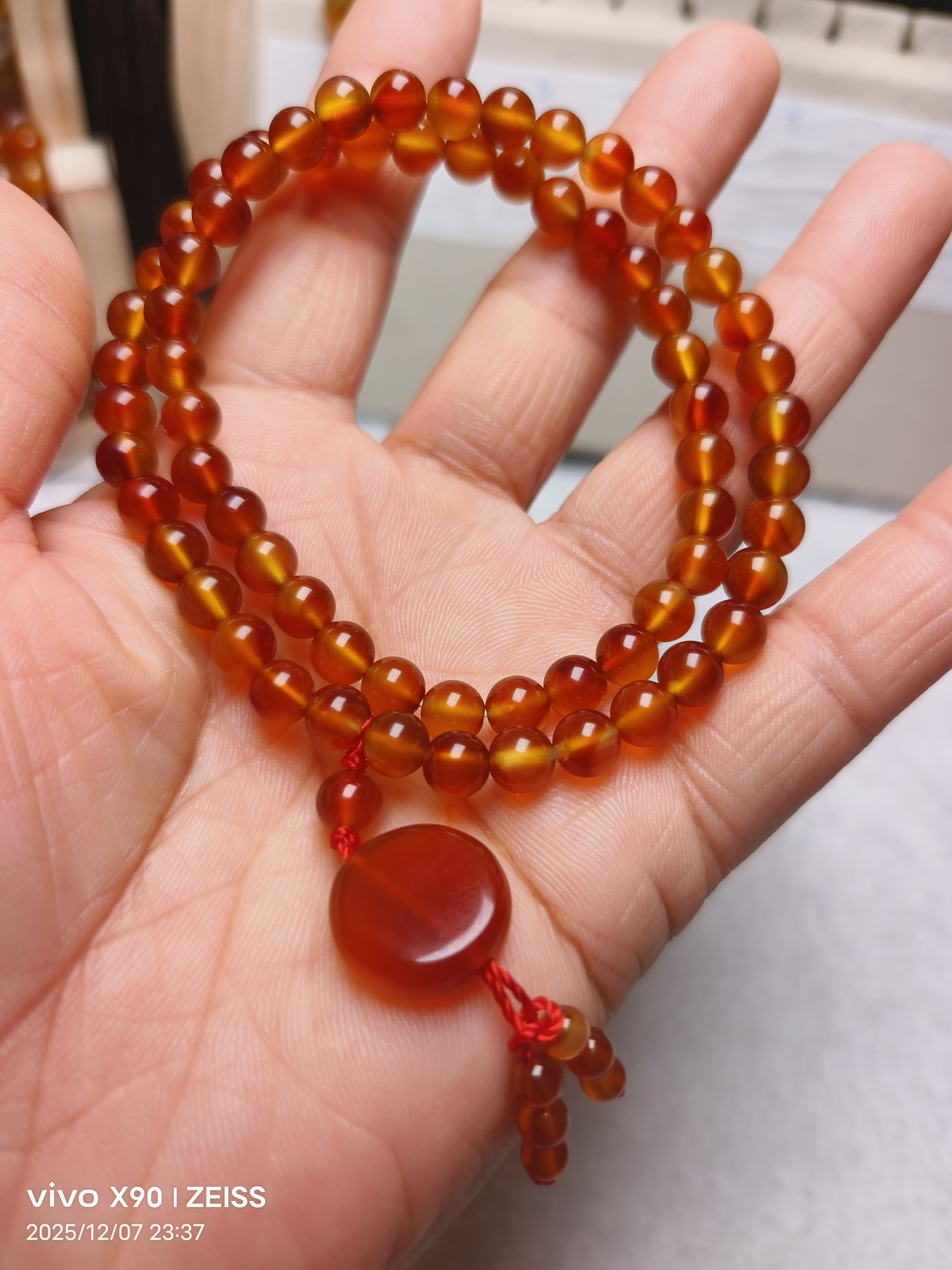 00102北红天然玛瑙6m两圈串