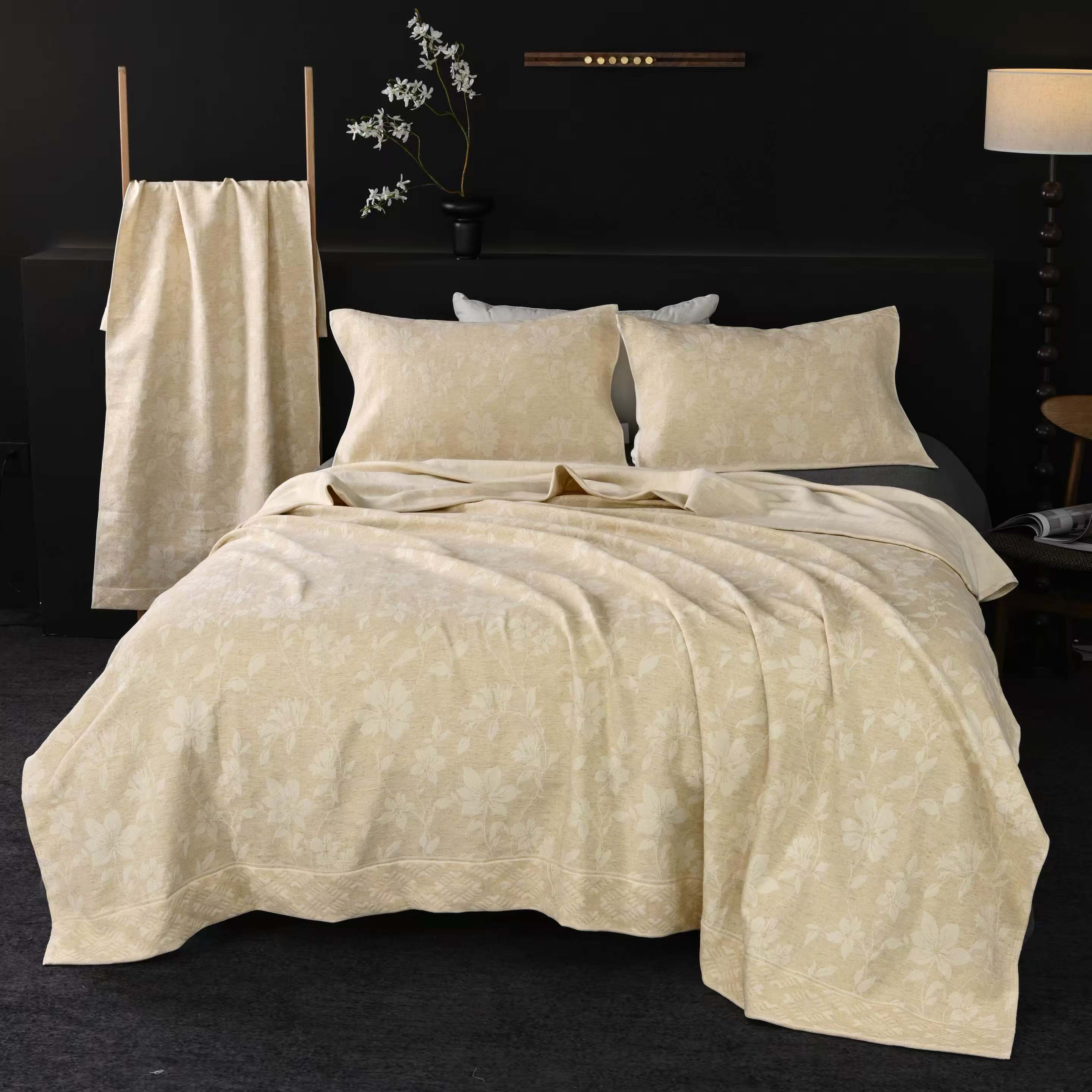 【枕巾麻神暗香枕巾】高端舒适透气棉麻成人枕巾一对装52*78