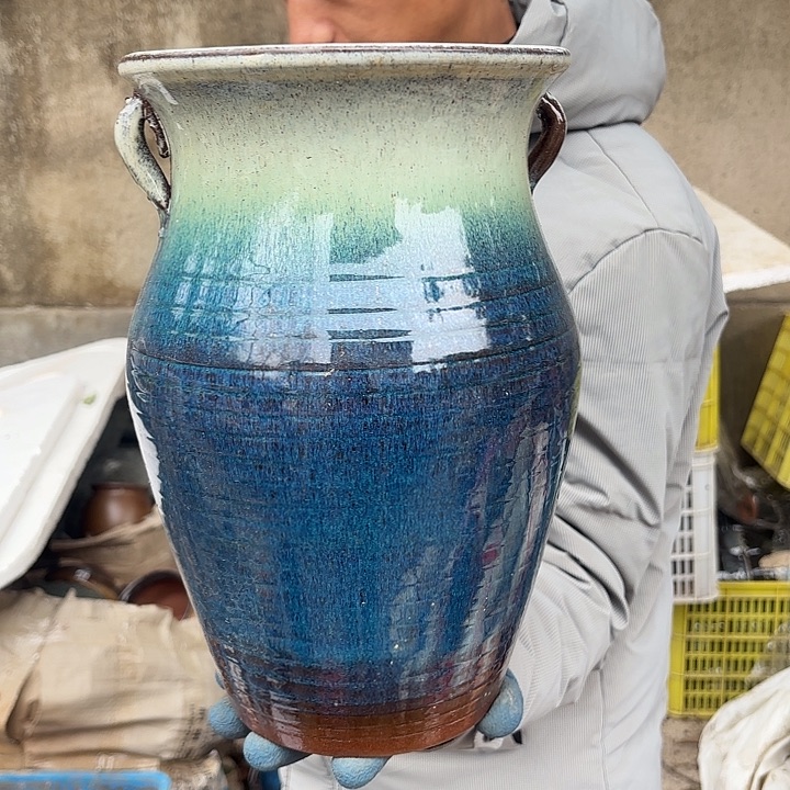 红陶蓝口径20高度32