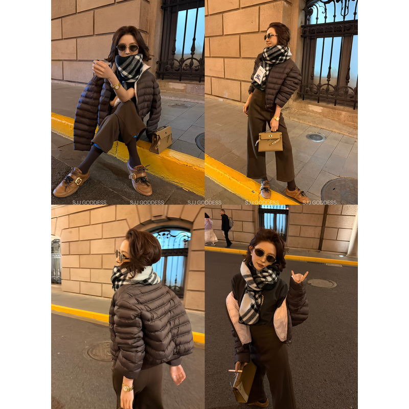 【娇娇私服定制】秋冬新款简约90白鸭绒立领排骨拼色百搭羽绒服-d01