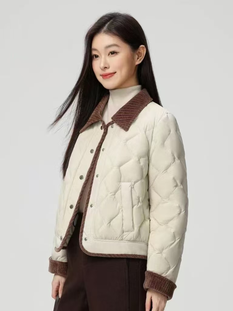 百花果冬季新款加厚保暖棉衣撞色拼接洋气减龄时尚百搭棉服外套