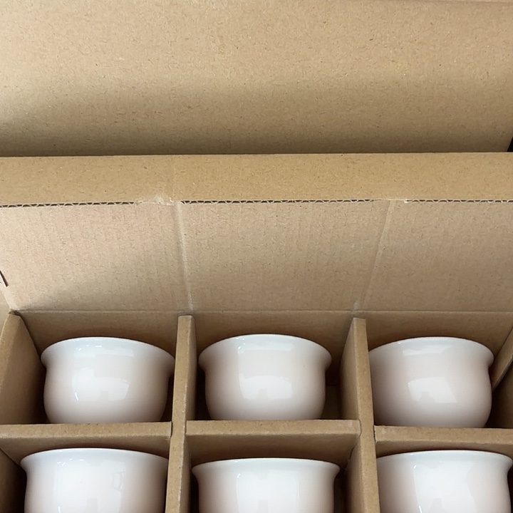 高端羊脂玉专场茶反口杯六个一组宝石粉