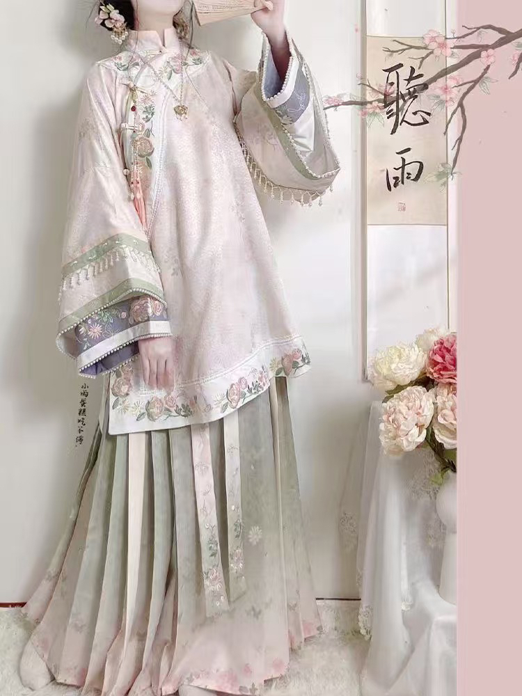 交叉领成人厚款清汉服仙气对襟汉元素春秋齐腰古装秋冬立领