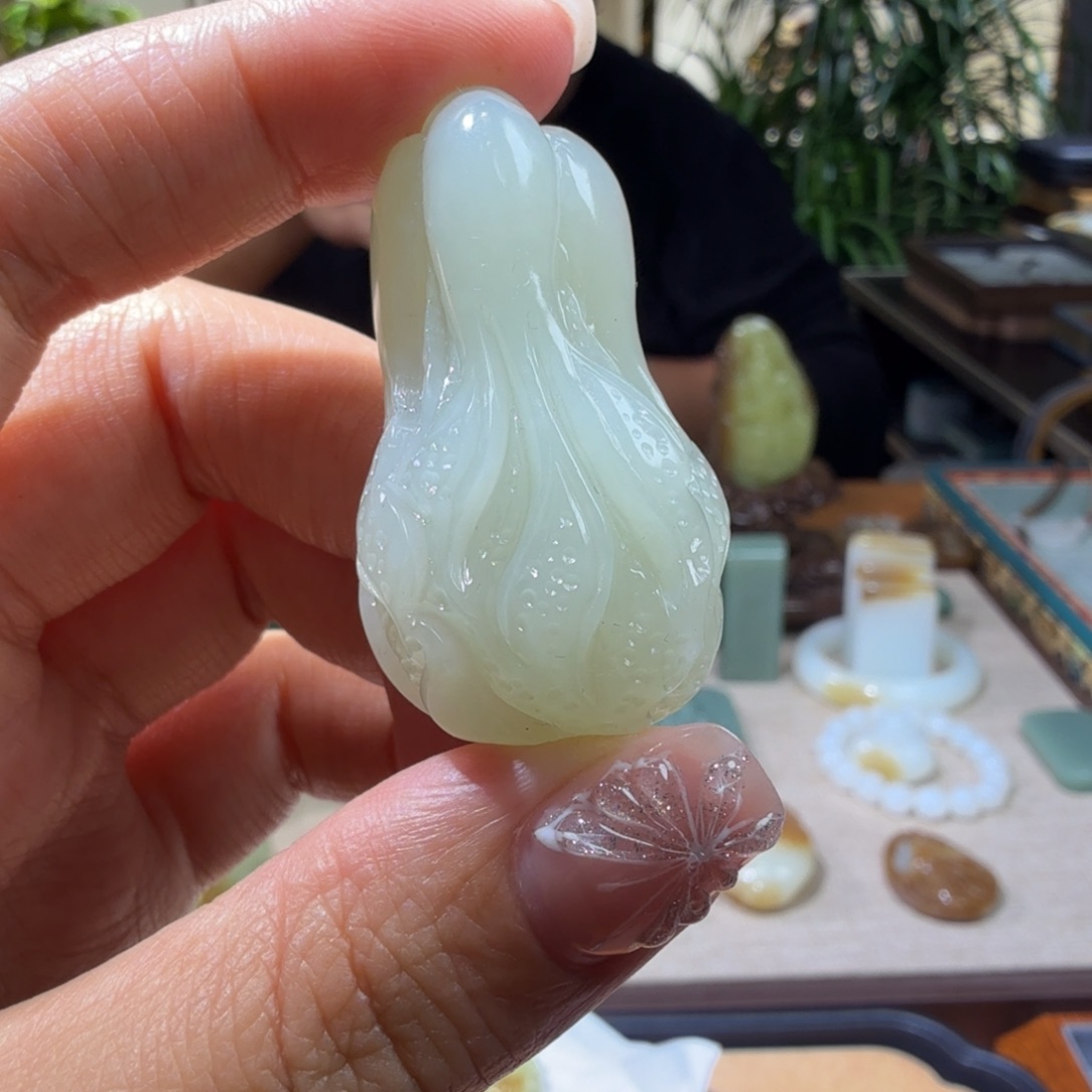 和田玉挂件未镶嵌花**康