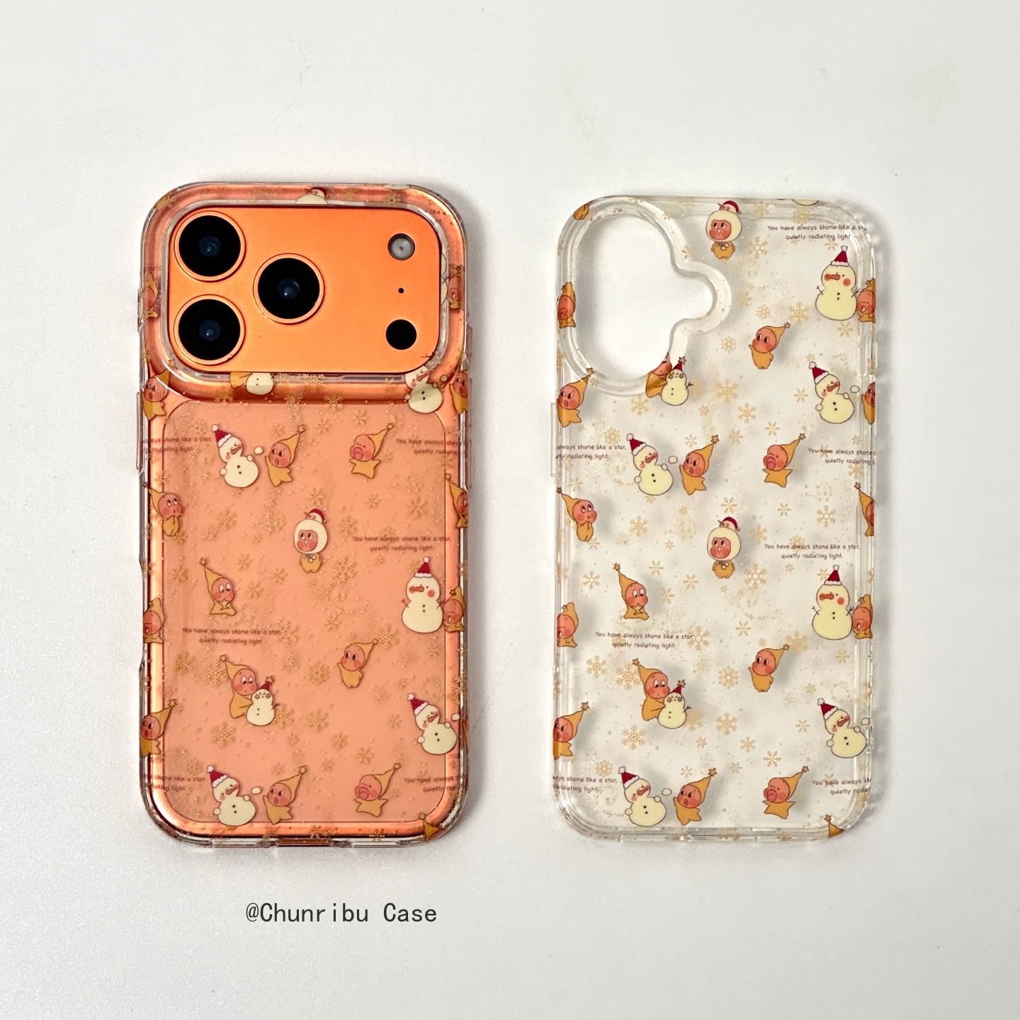 可爱冬季透色满屏雪花雪人星星人适用苹果17/16promax手机壳15/14