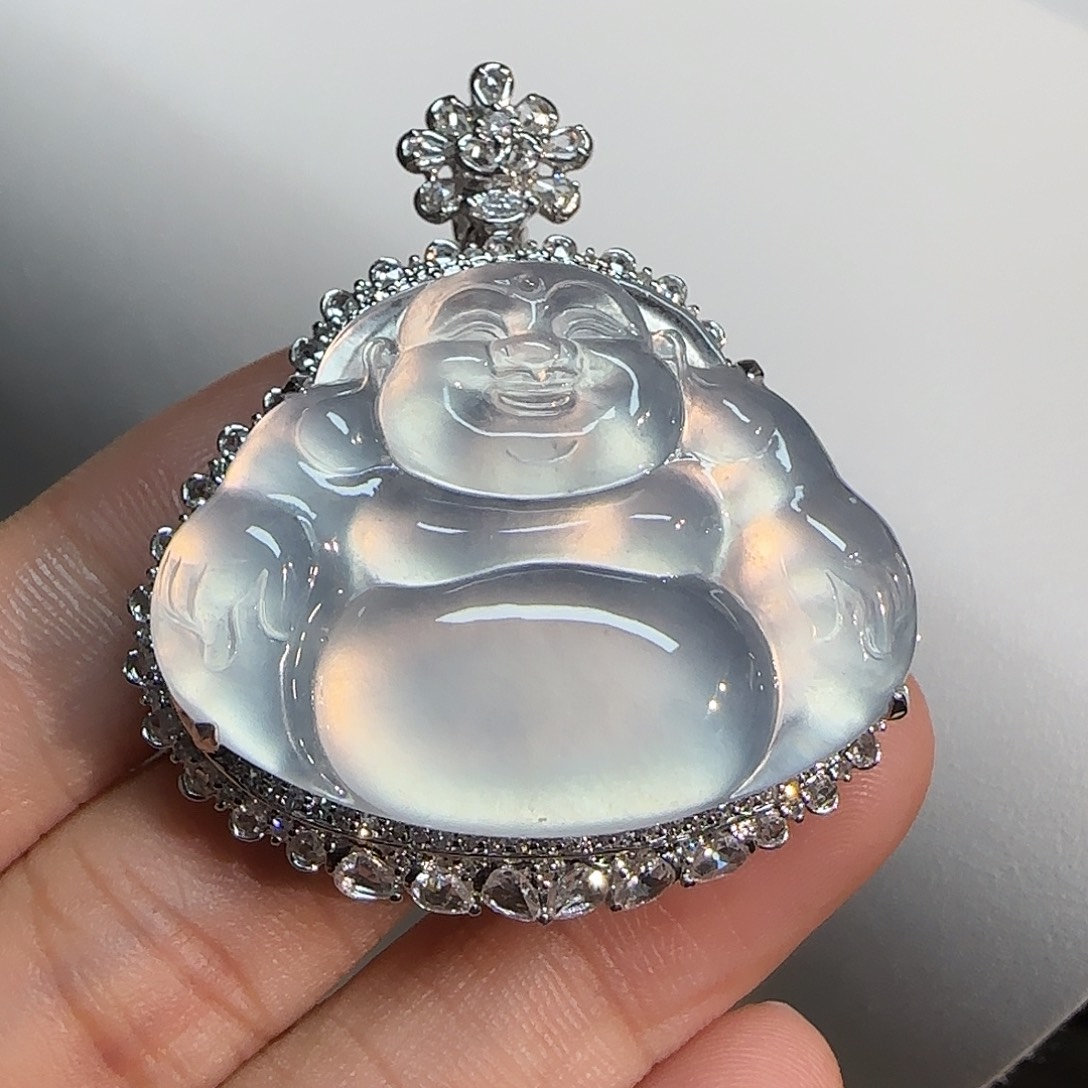 翡翠18K金镶嵌吊坠(不含链)佛公