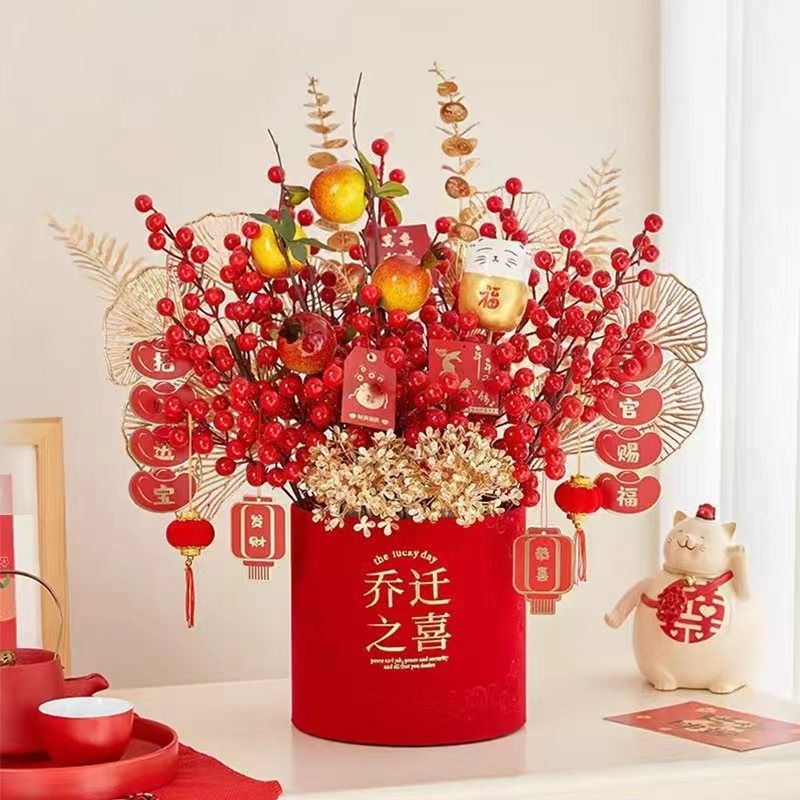 福桶中式桌面工艺品福字创意客厅装饰搬家礼物轻奢家居摆设