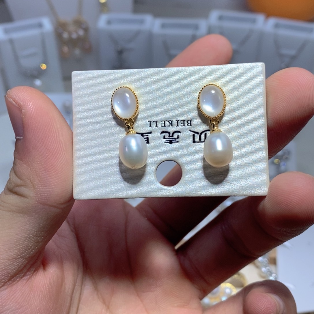 耳饰淡水珍珠银S925镶嵌