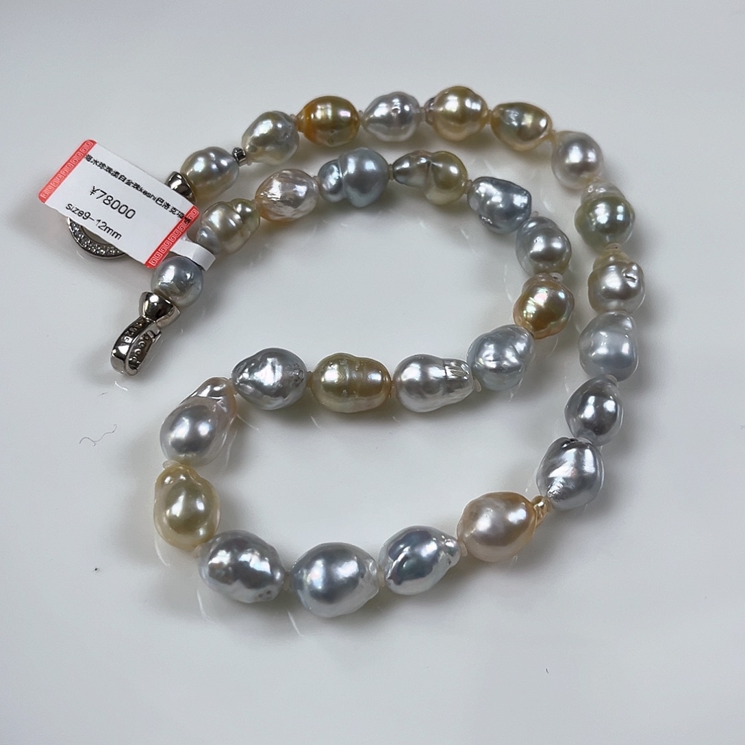 海水珍珠颈饰未镶嵌澳白金珠keshi巴洛克