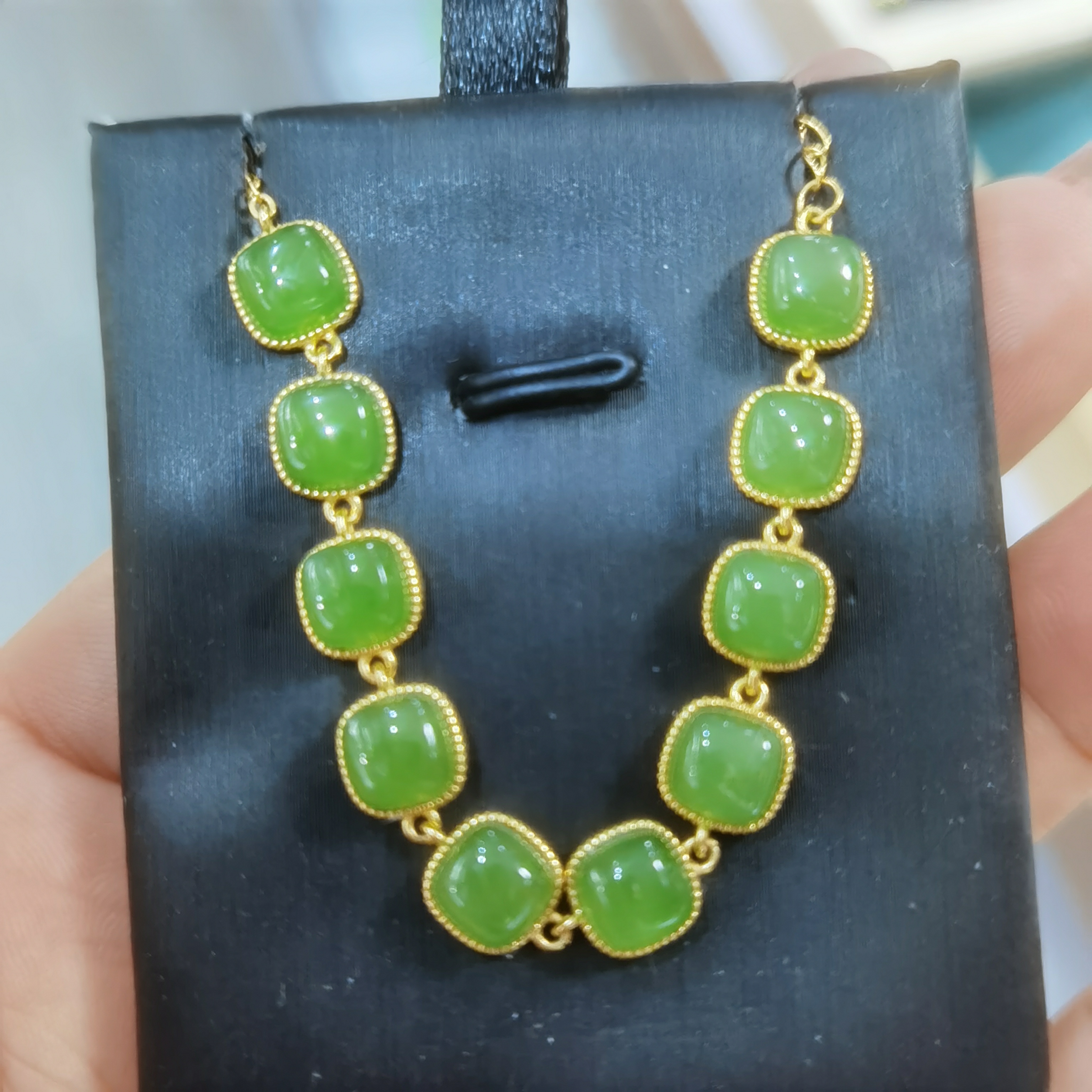 碧玉苹果绿手链设计款925银镶嵌