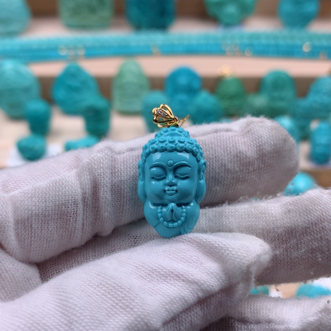 绿松石珠宝奇石18K金镶嵌