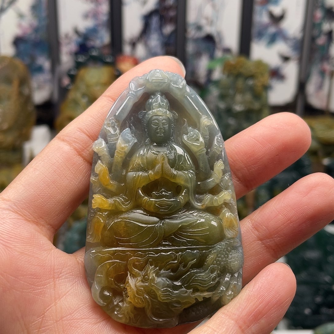 翡翠未镶嵌颈饰天然翡翠a货千手