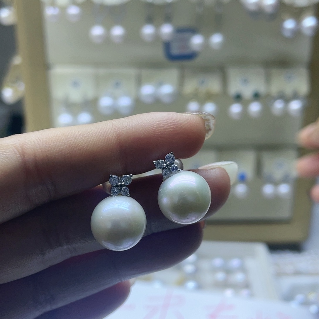 淡水珍珠耳饰银S925镶嵌