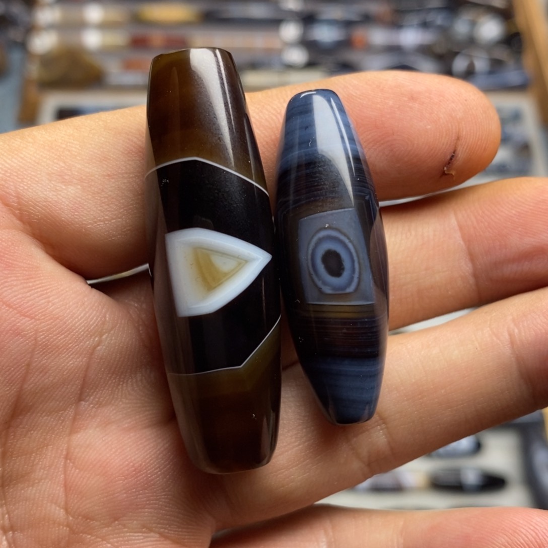 玛瑙/玉髓散珠天然缠丝玛瑙天珠